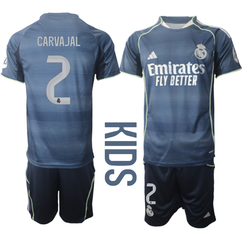 Youth 2025-2026 Club Real Madrid away Blue #2 Soccer Jersey